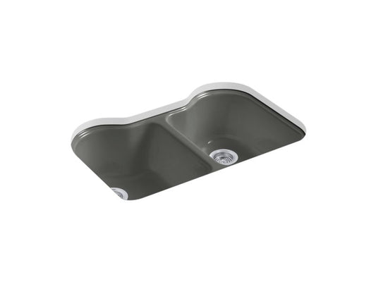 KOHLER K-5818-5U-58 Hartland 33" x 22" x 9-5/8" Undermount double-equal kitchen sink with 5 faucet holes