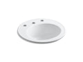 KOHLER K-2202-8-0 Brookline 19" diameter drop-in bathroom sink with 8" widespread faucet holes