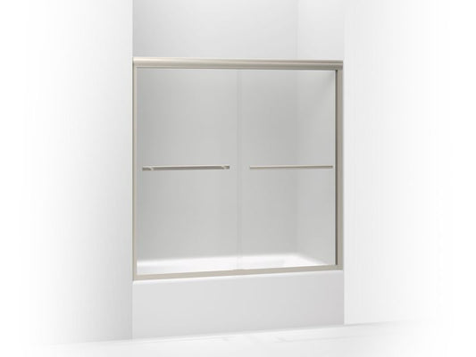 KOHLER K-709062-D3-MX Gradient Sliding bath door, 58-1/16" H x 56-5/8 - 59-5/8" W, with 1/4" thick Frosted glass