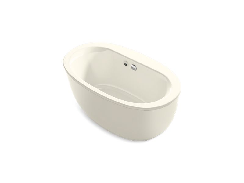 KOHLER K-24002-W1-96 Sunstruck 60" x 34" oval freestanding bath with Bask heated surface and fluted shroud