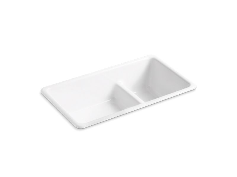 KOHLER K-6625-0 White Iron/Tones 33" x 18-3/4" x 9-5/8" Smart Divide top-mount/undermount large/medium kitchen sink