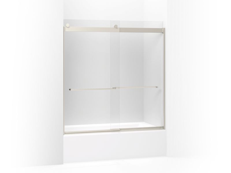 KOHLER K-706007-L-NX Levity Sliding bath door, 62" H x 56-5/8 - 59-5/8" W, with 3/8" thick Crystal Clear glass