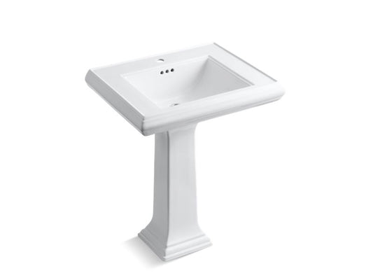 KOHLER K-2258-1-0 White Memoirs Classic 27" pedestal bathroom sink with single faucet hole