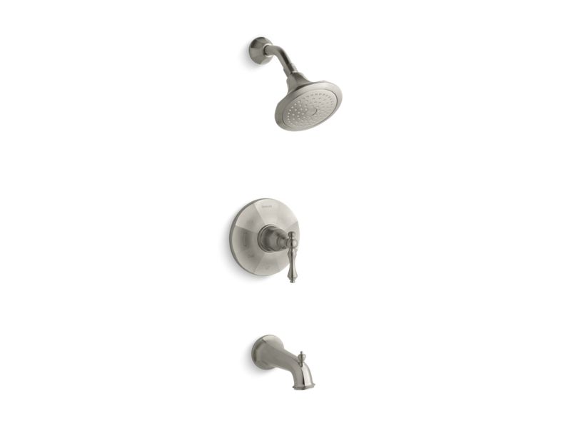 KOHLER K-TS13492-4-BN Vibrant Brushed Nickel Kelston Rite-Temp bath and shower valve trim with lever handle, spout and 2.5 gpm showerhead
