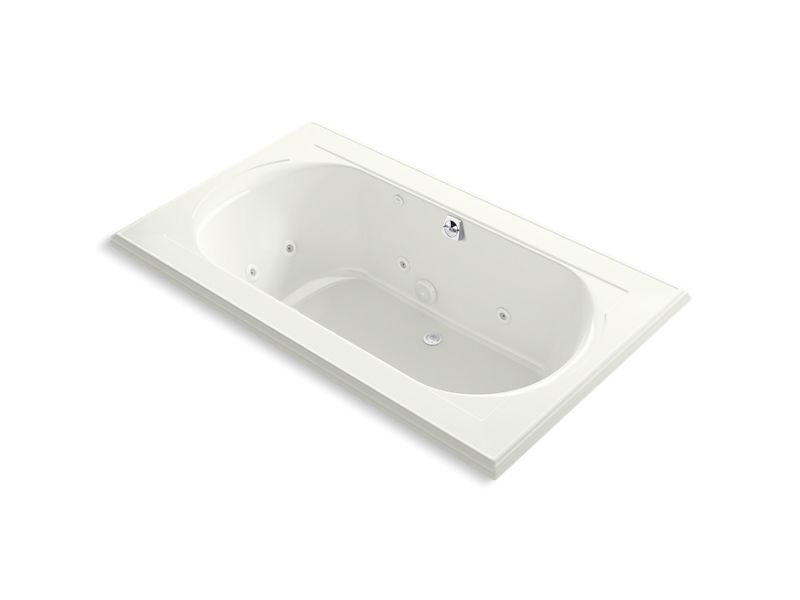 KOHLER K-1418-JHE-NY Memoirs 72" x 42" drop-in whirlpool bath with center rear drain
