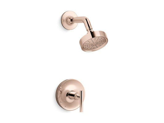 KOHLER K-TS14422-4G-RGD Vibrant Rose Gold Purist Rite-Temp shower trim kit with lever handle, 1.75 gpm