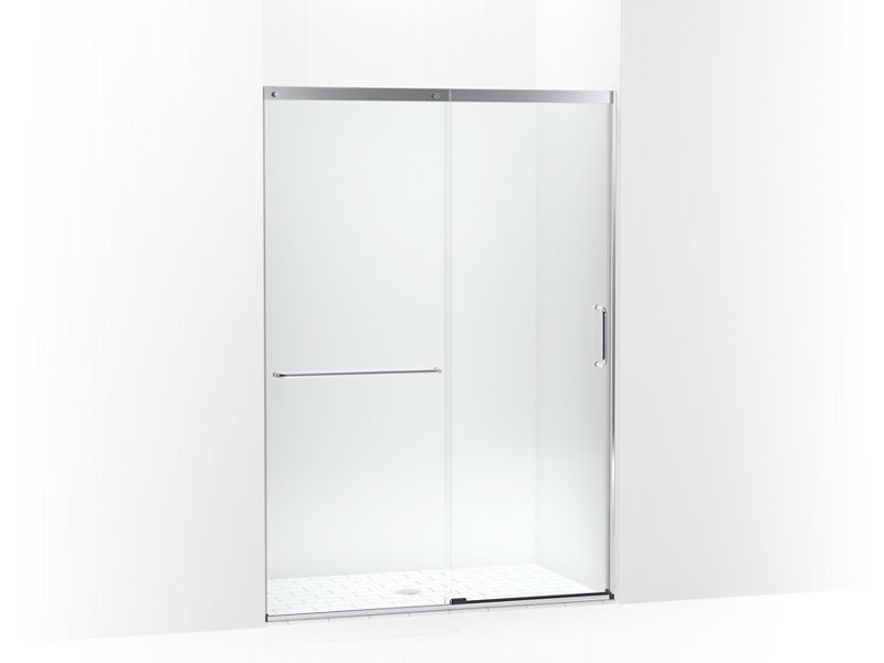 KOHLER K-707614-8L-SH Bright Silver Elate Tall Sliding shower door, 75-1/2" H x 50-1/4 - 53-5/8" W, with heavy 5/16" thick Crystal Clear glass