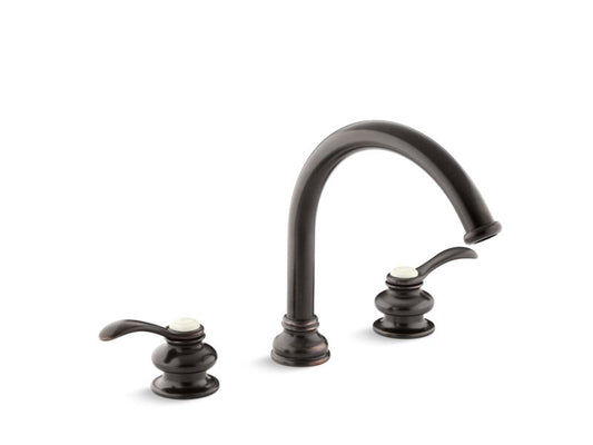 KOHLER K-T12885-4-2BZ Fairfax Deck-mount bath faucet trim with lever handles and traditional 8-7/8" non-diverter slip-fit spout, valve not included