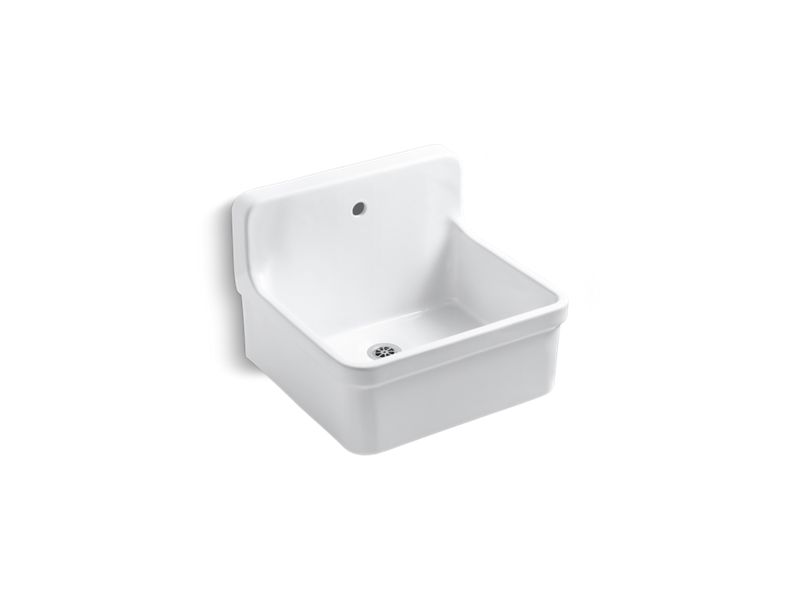 KOHLER K-12784-0 White Gilford 24" x 22" bracket-mount scrub-up/plaster sink with single faucet hole