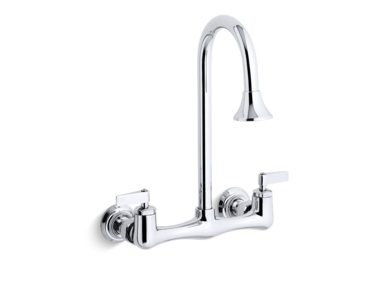 KOHLER K-7319-4-CP Triton double lever handle utility sink faucet with rosespray gooseneck spout