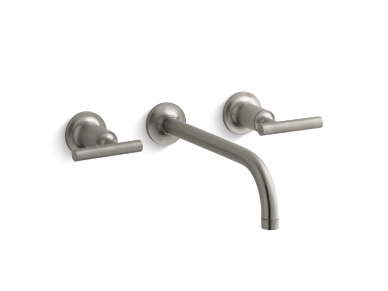 KOHLER K-T14414-4-BN Vibrant Brushed Nickel Purist Widespread wall-mount bathroom sink faucet trim with lever handles, 1.2 gpm