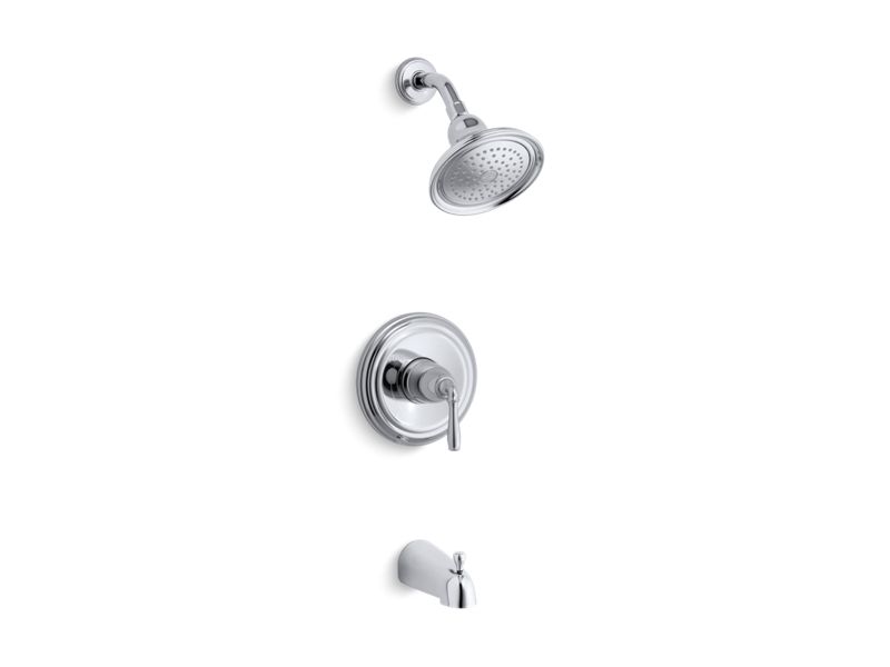 KOHLER K-395-4S-CP Polished Chrome Devonshire(R) Rite-Temp(R) pressure-balancing bath and shower faucet trim with lever handle, valve included