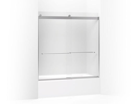 KOHLER K-706004-D3-SH Bright Silver Levity Sliding bath door, 62" H x 56-5/8 - 59-5/8" W, with 1/4" thick Frosted glass