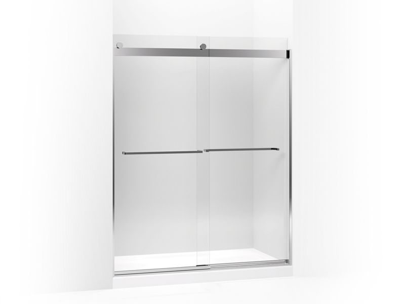KOHLER K-706018-L-SHP Levity Sliding shower door, 74" H x 56-5/8 - 59-5/8" W, with 3/8" thick Crystal Clear glass