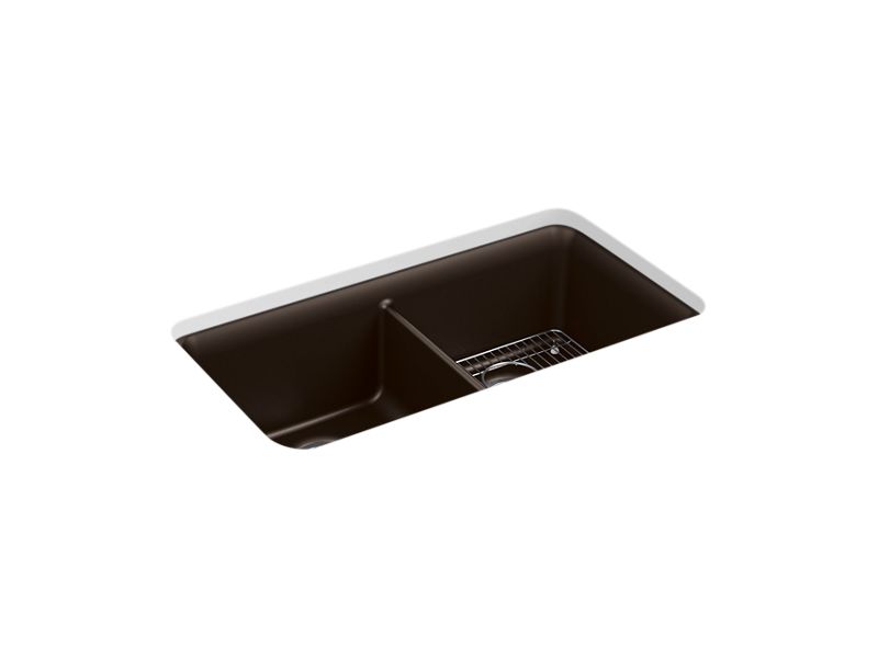 KOHLER K-8199-CM2 Matte Brown Cairn 33-1/2" undermount double-bowl kitchen sink