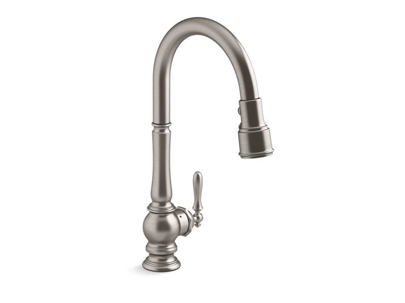KOHLER K-29709-WB-VS Vibrant Stainless Artifacts Touchless pull-down kitchen sink faucet with KOHLER Konnect and three-function sprayhead
