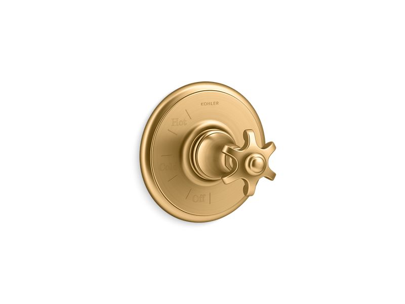 KOHLER K-TS72767-3M-2MB Vibrant Brushed Moderne Brass Artifacts Rite-Temp valve trim with prong handle