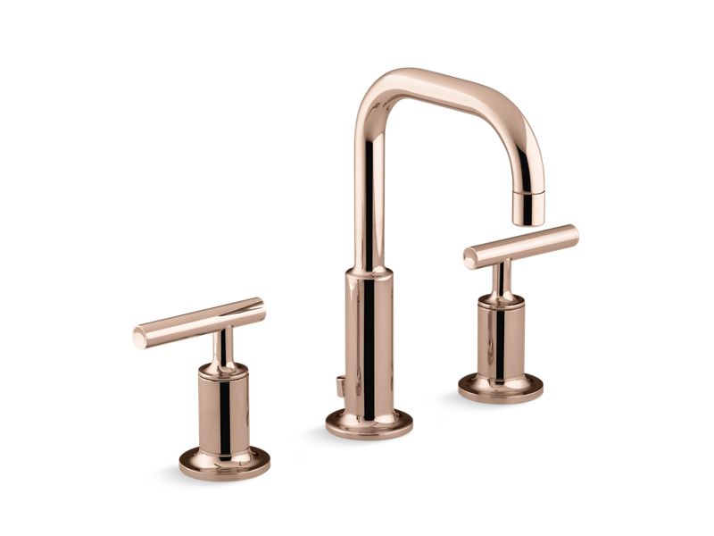 KOHLER K-14406-4-RGD Purist Widespread Bathroom Sink Faucet With Lever Handles, 1.2 Gpm In Vibrant Rose Gold