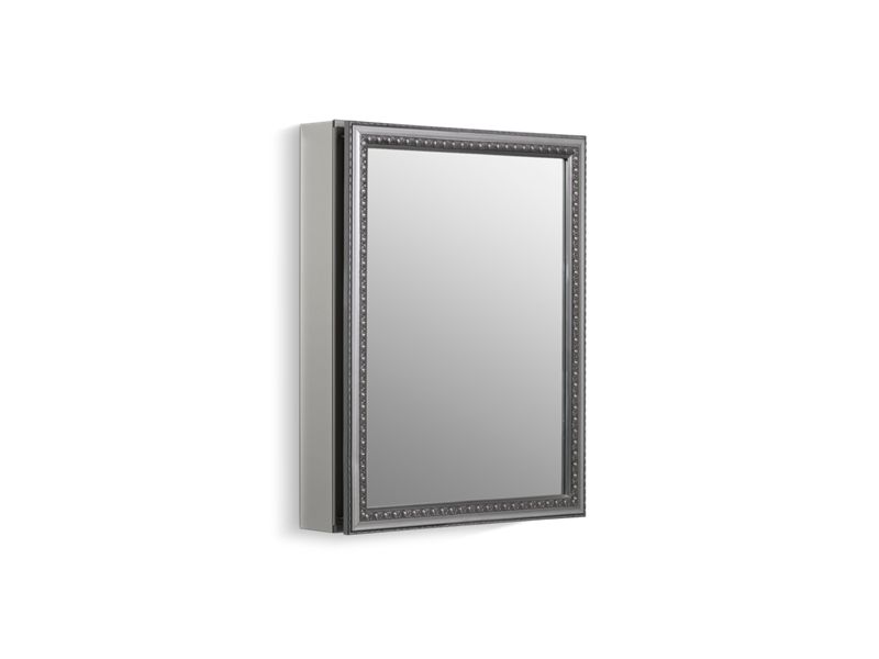 KOHLER K-CB-CLW2026SS Not Applicable 20" W x 26" H aluminum single-door medicine cabinet with decorative silver framed mirrored door