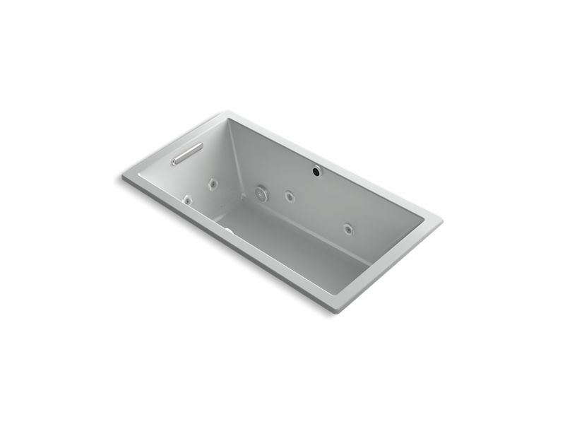 KOHLER K-1168-XHGH-95 Ice Grey Underscore 60" x 32" Heated BubbleMassage air bath with whirlpool, end drain