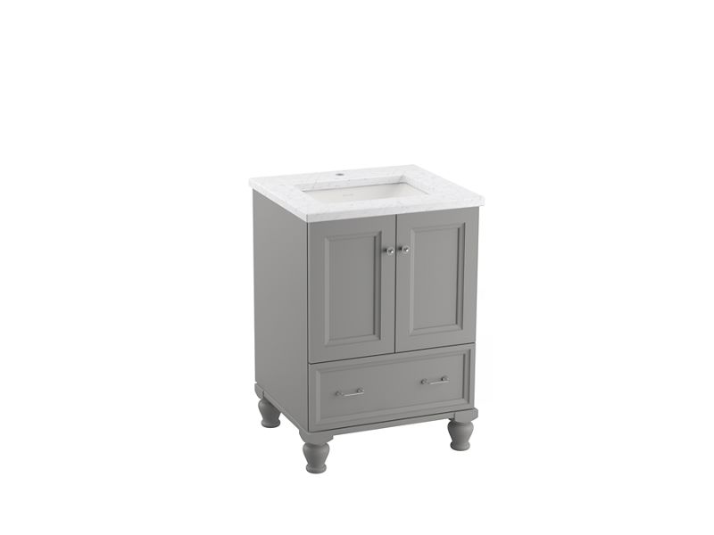 KOHLER K-99514-LG-1WT Damask 24" Bathroom Vanity Cabinet In Mohair Grey