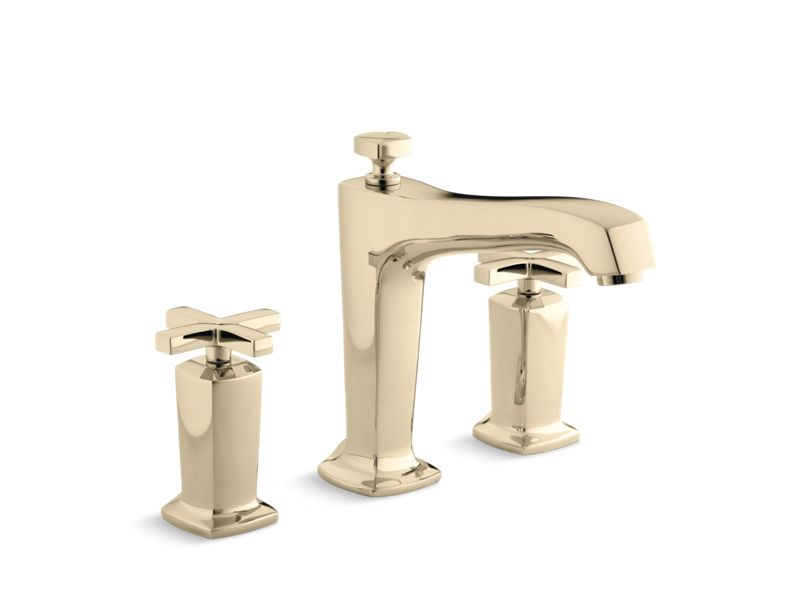 KOHLER K-T16237-3-AF Margaux Deck-mount bath faucet trim for high-flow valve with non-diverter spout and cross handles, valve not included