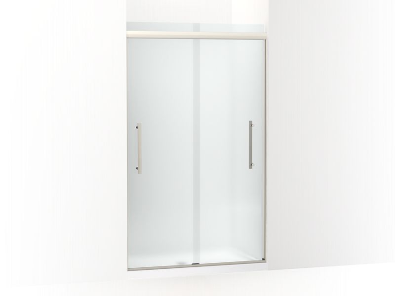 KOHLER K-707601-8D3-BNK Anodized Brushed Nickel Pleat Frameless sliding shower door, 79-1/16" H x 44-5/8 - 47-5/8" W, with 5/16" thick Frosted glass