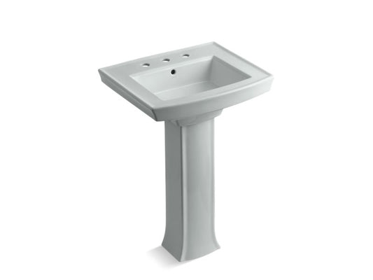 KOHLER K-2359-8-95 Ice Grey Archer Pedestal bathroom sink with 8" widespread faucet holes