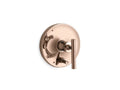 KOHLER K-T14501-4-RGD Purist Rite-Temp Valve Trim With Push-Button Diverter And Lever Handle In Vibrant Rose Gold
