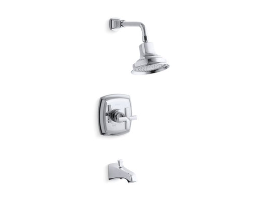 KOHLER K-TS16225-3-CP Margaux Rite-Temp bath and shower trim set with cross handle and NPT spout, valve not included