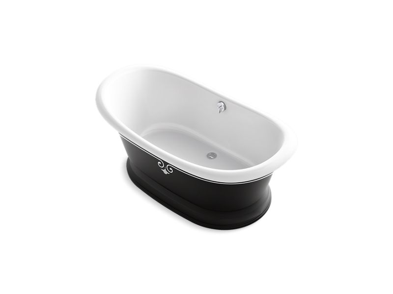KOHLER K-21000-P5D-0 Artifacts 66-1/8" x 32-1/2" freestanding bath with Iron Black exterior and decorative border