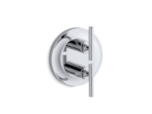 KOHLER K-T14489-4-CP Polished Chrome Purist Valve trim with lever handles for stacked valve, requires valve