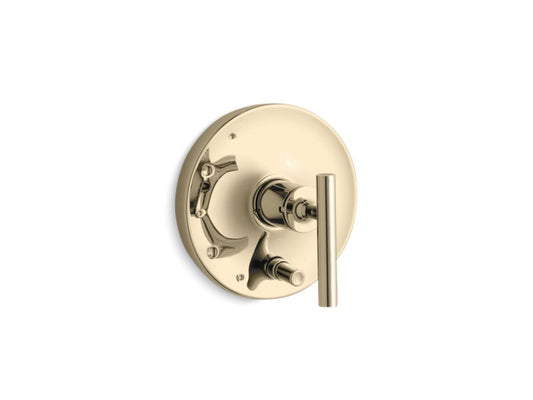 KOHLER K-T14501-4-AF Vibrant French Gold Purist Rite-Temp valve trim with push-button diverter and lever handle