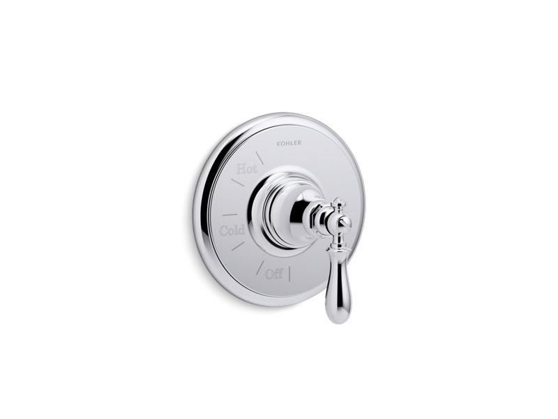 KOHLER K-TS72767-9M-CP Polished Chrome Artifacts Rite-Temp valve trim with swing lever handle