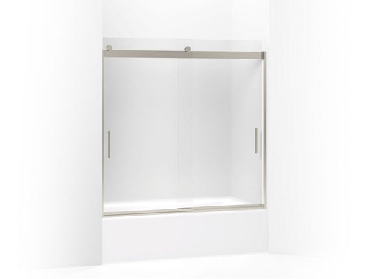 KOHLER K-706002-D3-MX Matte Nickel Levity Sliding bath door, 59-3/4" H x 56-5/8 - 59-5/8" W, with 1/4" thick Frosted glass