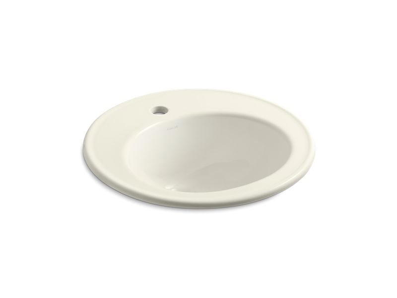 KOHLER K-2202-1-96 Brookline 19" diameter drop-in bathroom sink with single faucet hole