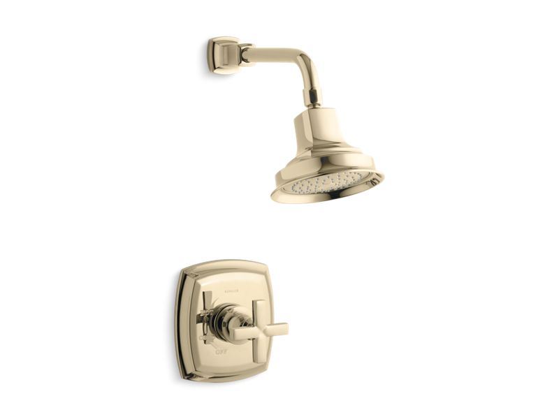KOHLER K-TS16234-3-AF Margaux Rite-Temp shower valve trim with cross handle and 2.5 gpm showerhead