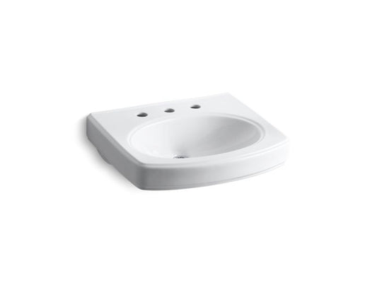 KOHLER K-2028-8-0 White Pinoir Bathroom sink basin with 8" widespread faucet holes