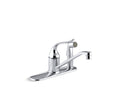 KOHLER K-P15173-F-CP Coralais single-handle kitchen sink faucet with sidespray through escutcheon and 8-1/2" swing spout, project pack