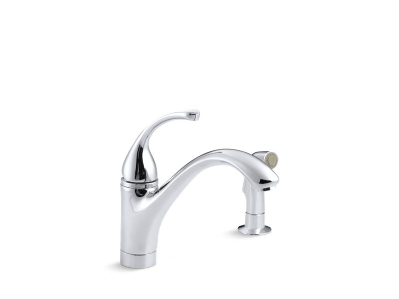 KOHLER K-10416-CP Forte 2-hole kitchen sink faucet with 9-1/16" spout, matching finish sidespray