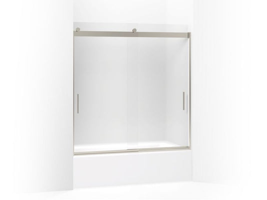 KOHLER K-706000-D3-MX Matte Nickel Levity Sliding bath door, 62" H x 56-5/8 - 59-5/8" W, with 1/4" thick Frosted glass