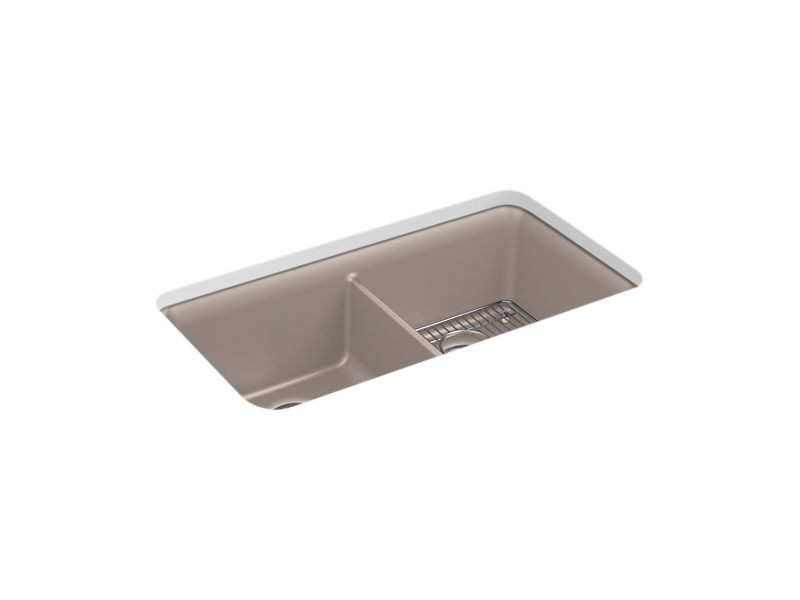 KOHLER K-8199-CM3 Matte Taupe Cairn 33-1/2" undermount double-bowl kitchen sink