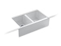 KOHLER K-6534-4U-0 Hawthorne 33" x 22-1/8" x 8-5/8" undermount double-equal farmhouse kitchen sink with 4 oversize faucet holes