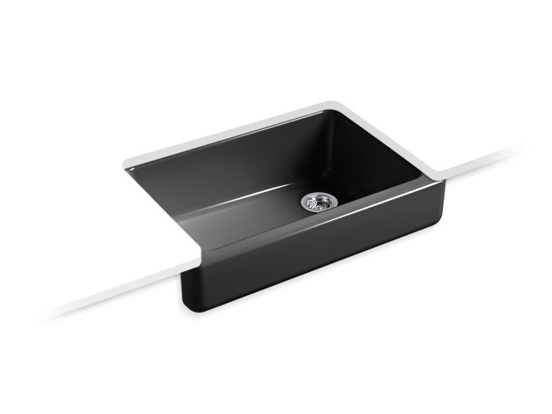 KOHLER K-5826-7 Black Black Whitehaven 32-1/2" undermount single-bowl farmhouse kitchen sink