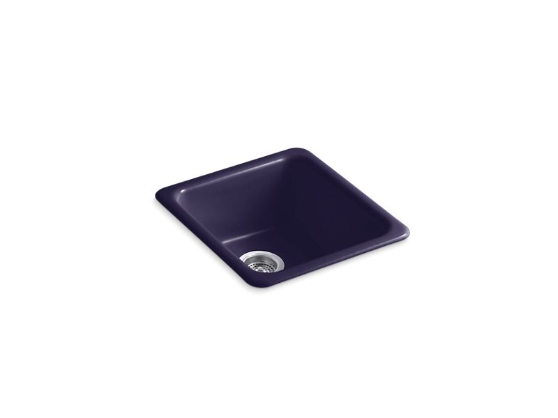 KOHLER K-6584-DGB Indigo Blue Iron/Tones 17" x 18-3/4" x 8-1/4" top-mount/undermount single-bowl kitchen sink
