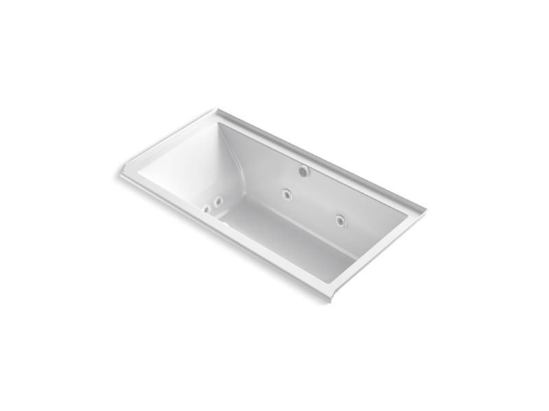 KOHLER K-1167-XHGHR-0 White Underscore 60" x 30" Heated BubbleMassage air bath with whirlpool, alcove, right drain