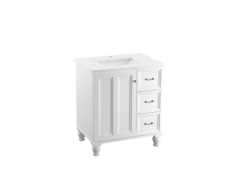 KOHLER K-99517-LGR-1WA Linen White Damask 30" bathroom vanity cabinet