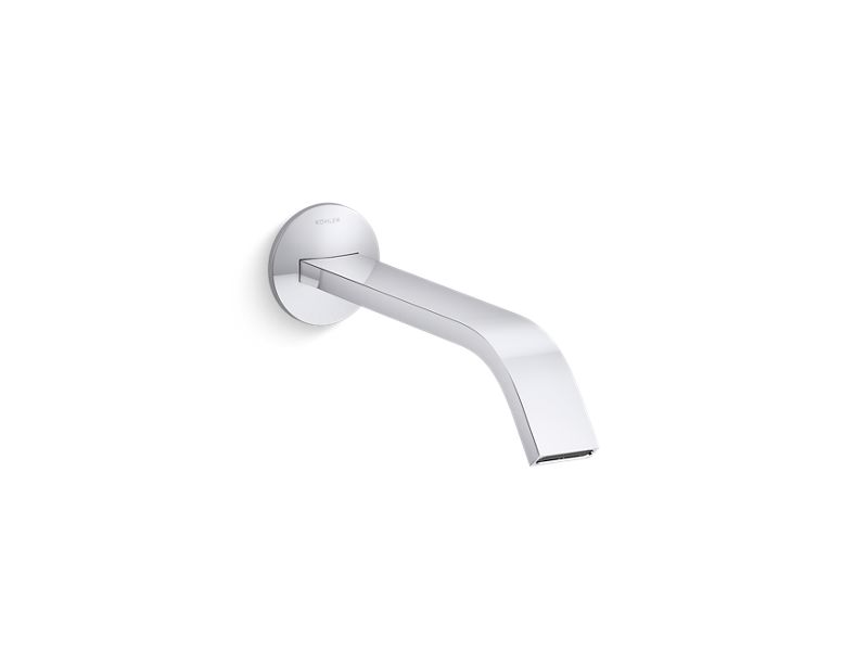 KOHLER K-T23888-CP Polished Chrome Components Wall-mount bathroom sink faucet spout with Ribbon design, 1.2 gpm