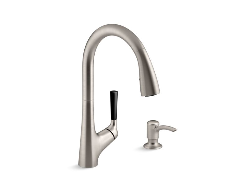 KOHLER K-R562-SD-VS Vibrant Stainless Malleco Pull-down kitchen sink faucet with soap/lotion dispenser