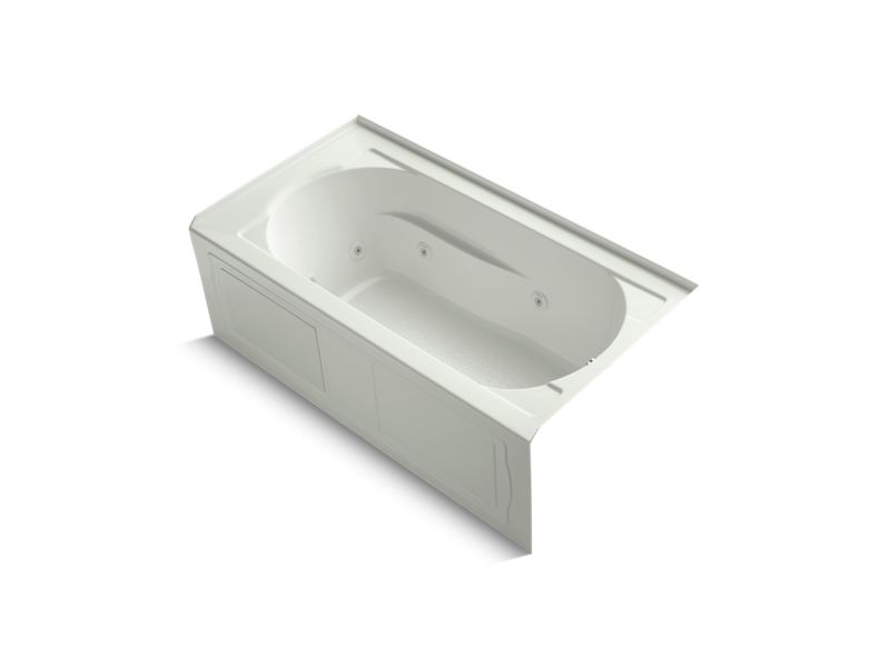 KOHLER K-1357-RAW-NY Devonshire 60" x 32" alcove whirlpool bath with integral apron, integral flange, right-hand drain, and Bask heated surface